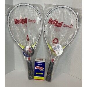 Brand New Sealed 2x USTA Red Ball Tennis Rackets & 2 Pack Tennis Balls Authentic